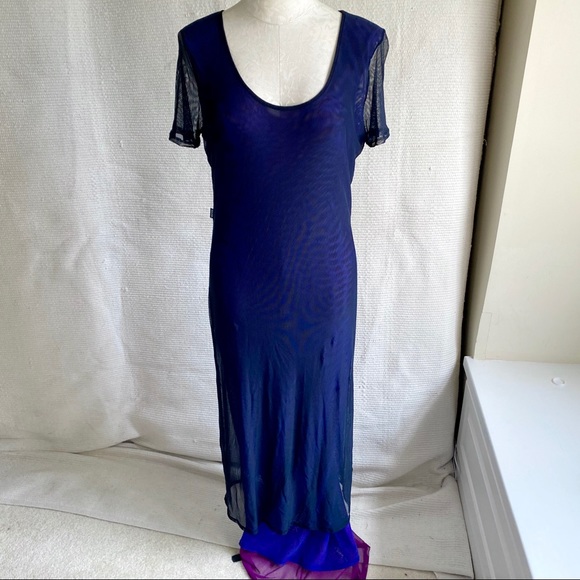 Moschino 90s OS Fishnet Mesh Gothic Punk Dress - Picture 2 of 10